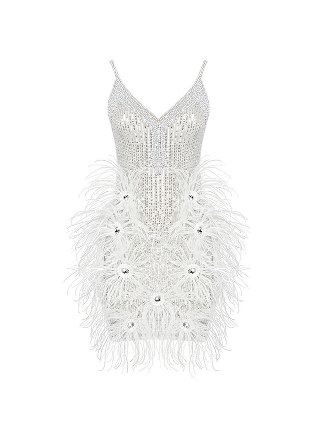 Bronte Pearl Sequin Feather Mini Dress