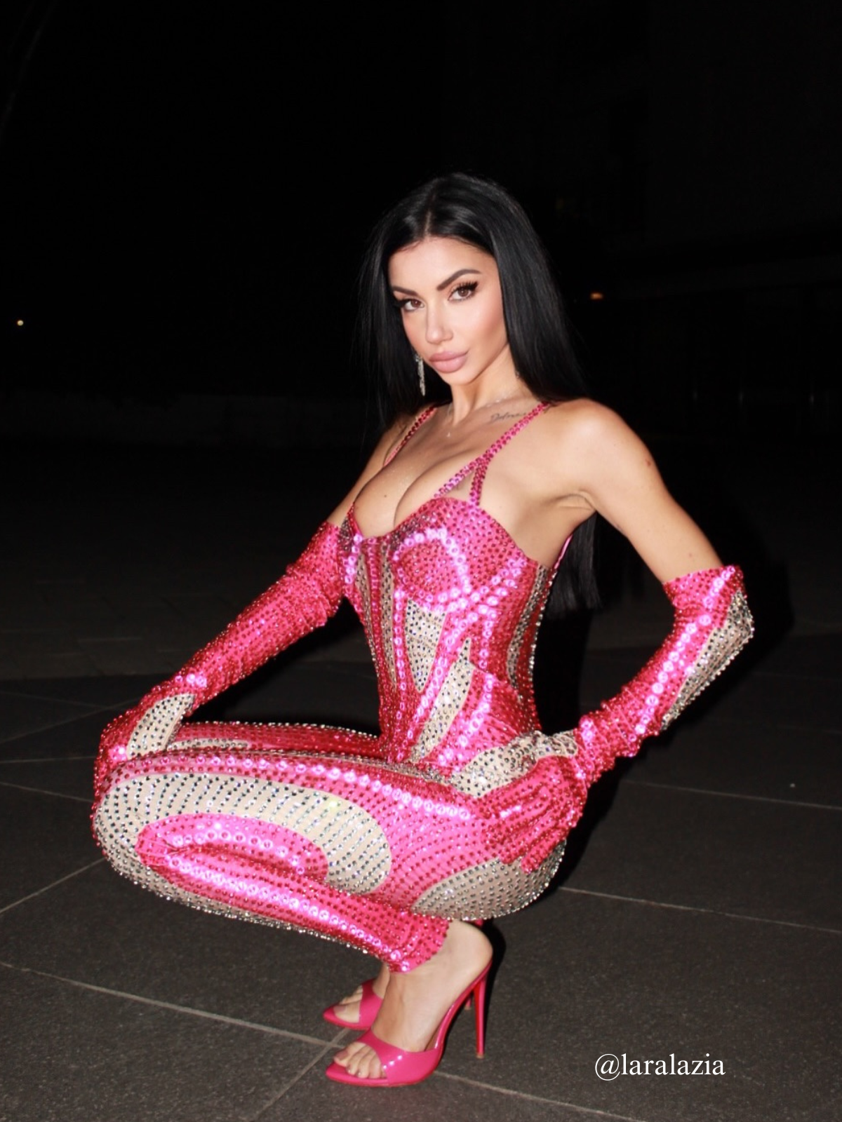 Amalia Diamante Jumpsuit In Hot Pink