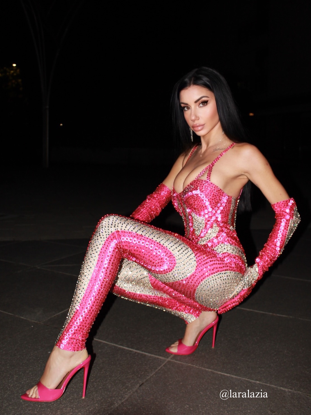 Amalia Diamante Jumpsuit In Hot Pink