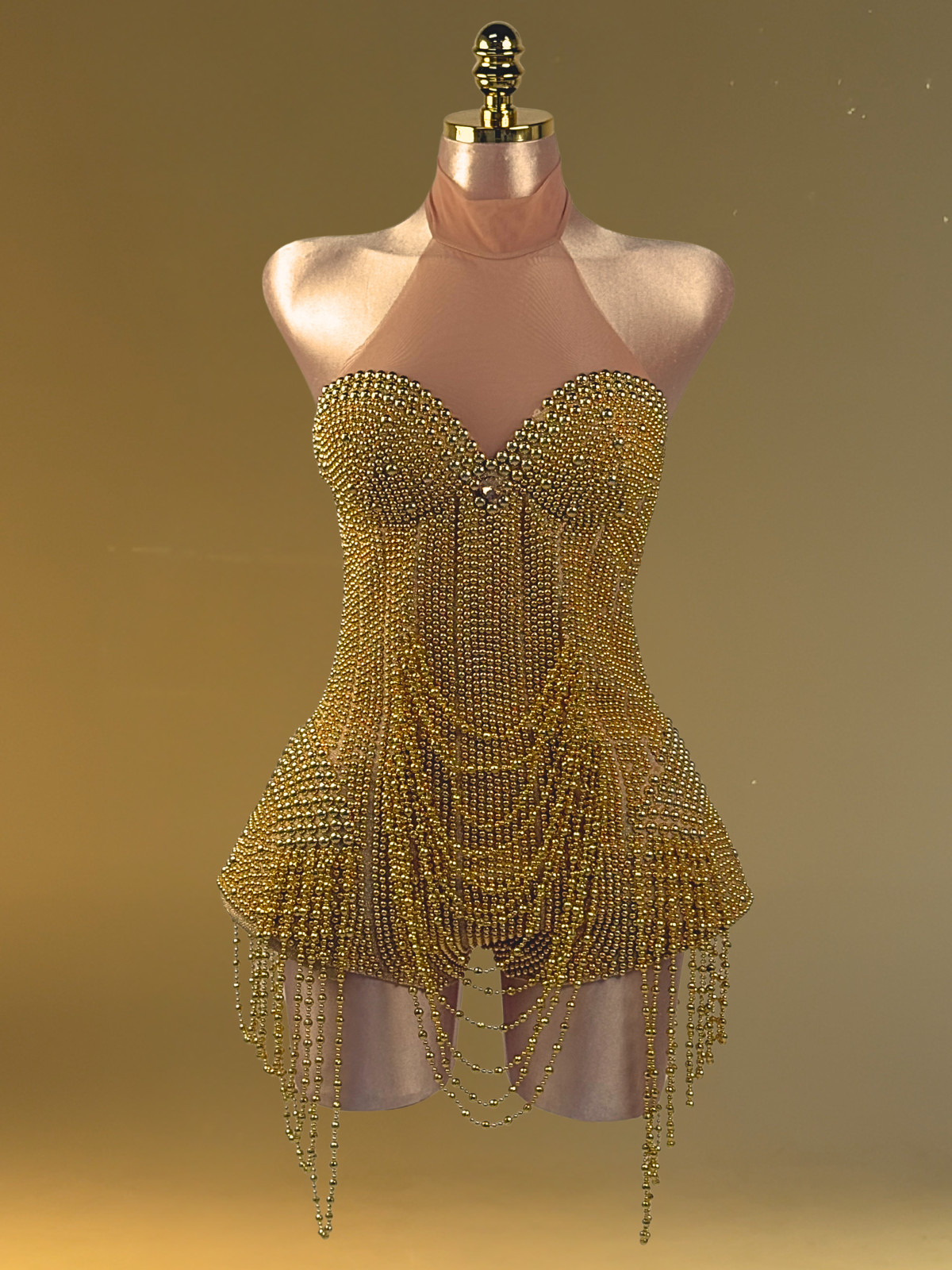 Abbott Halterneck Pearl Romper In Gold