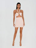 Acer Halterneck Crystal Mini Dress In Pink
