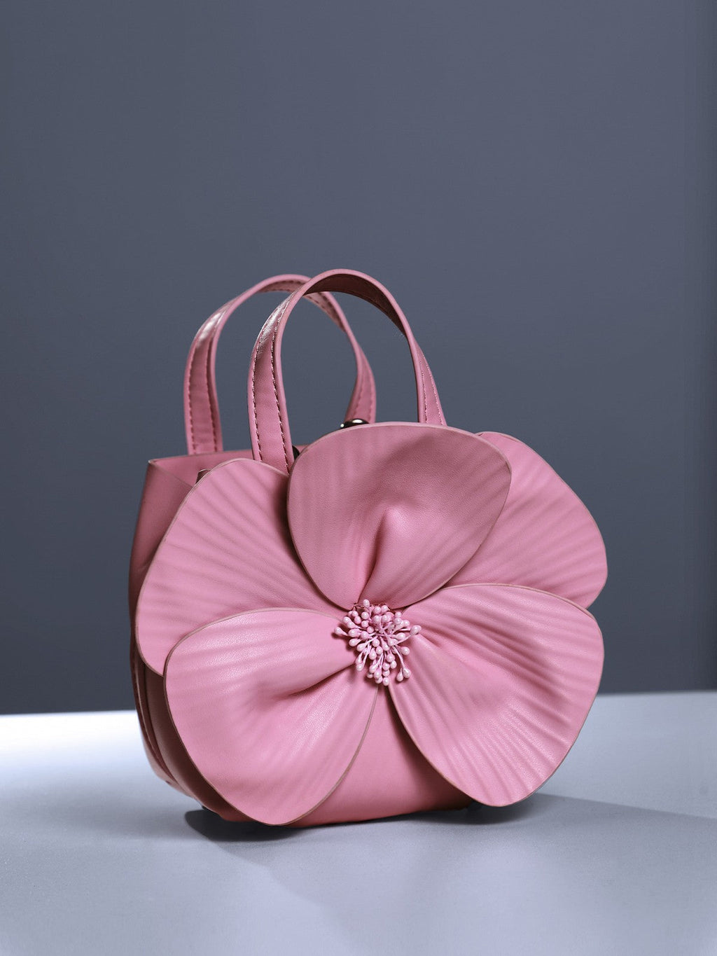 Acsah Leather Flower Bag In Pink