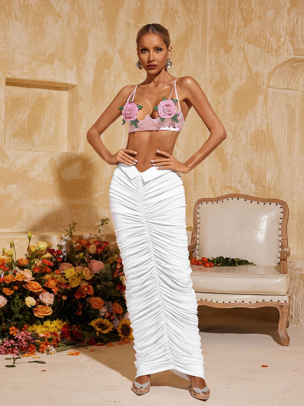 Aelunara Spaghetti Flower Top