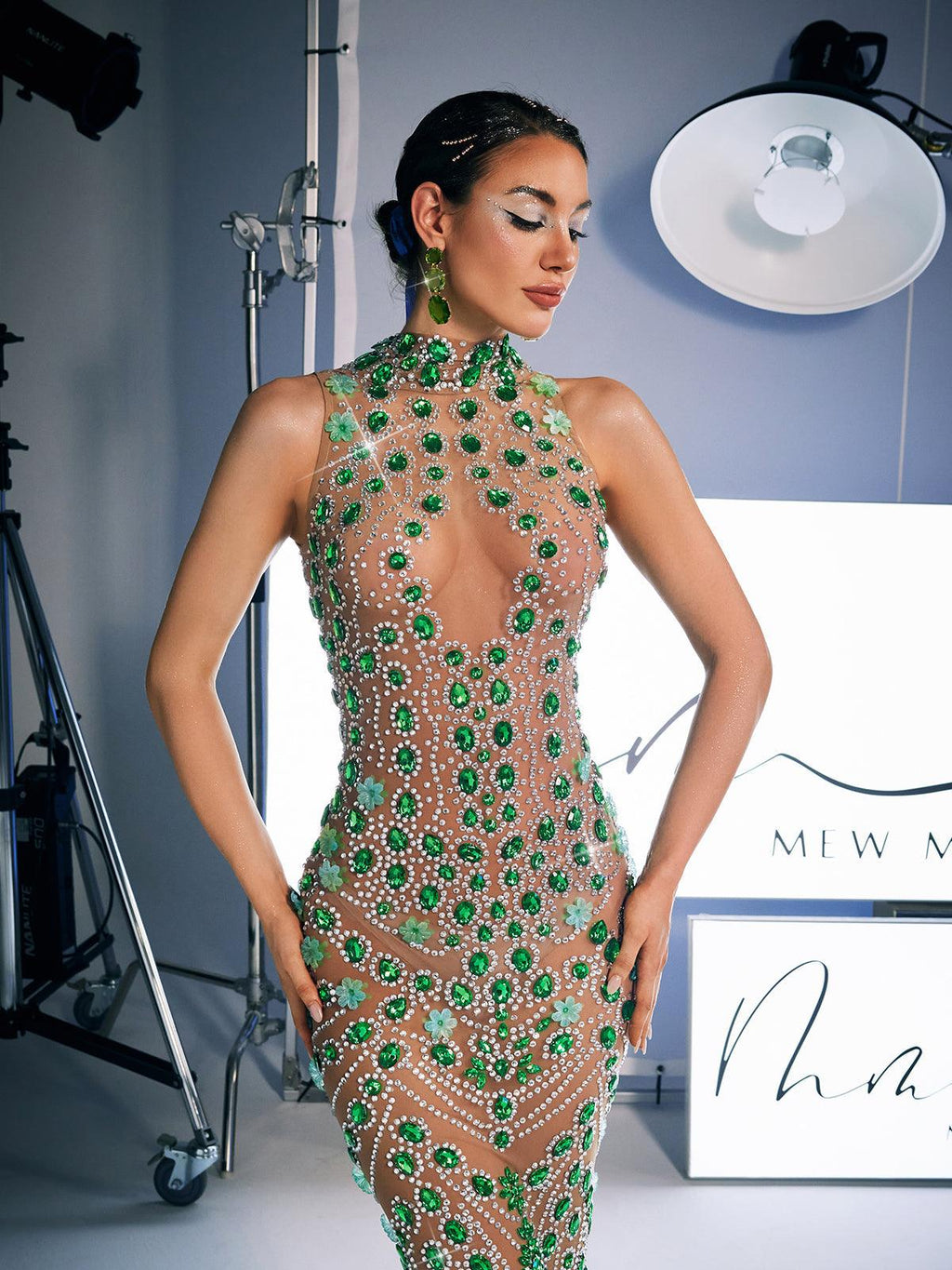 Ahava Rhinestone Embellished Maxi Dress