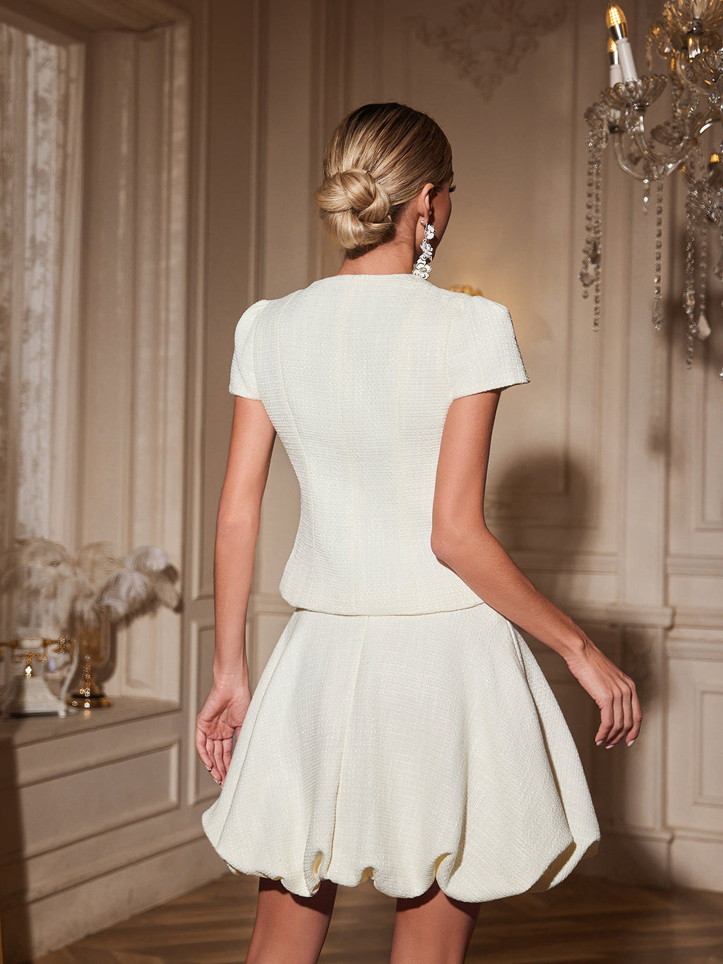 Ailith Short Sleeve Bubble Skirt Set