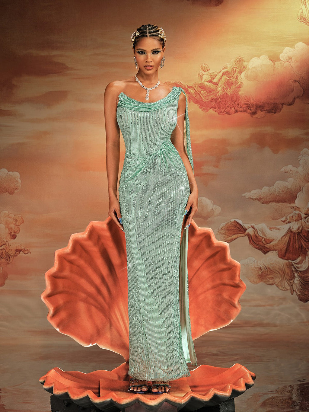 Aitor One Shoulder Sequin Maxi Dress