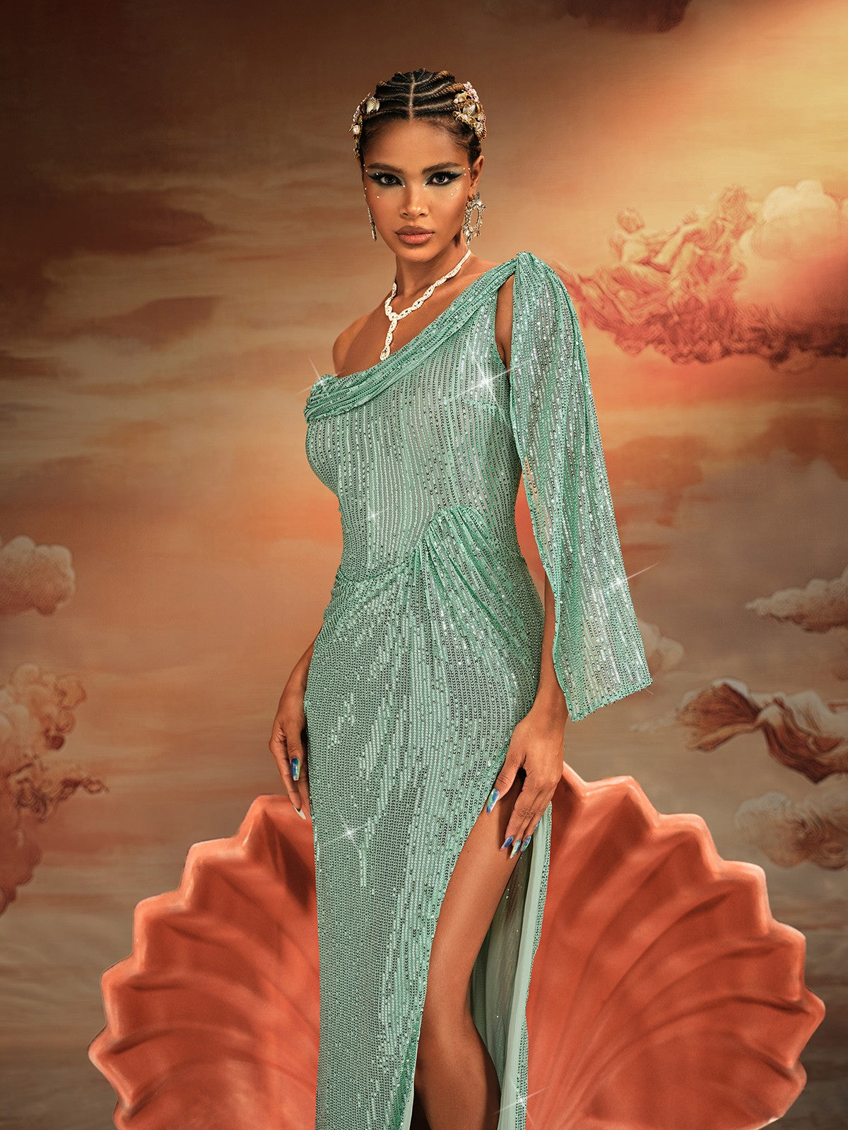 Aitor One Shoulder Sequin Maxi Dress