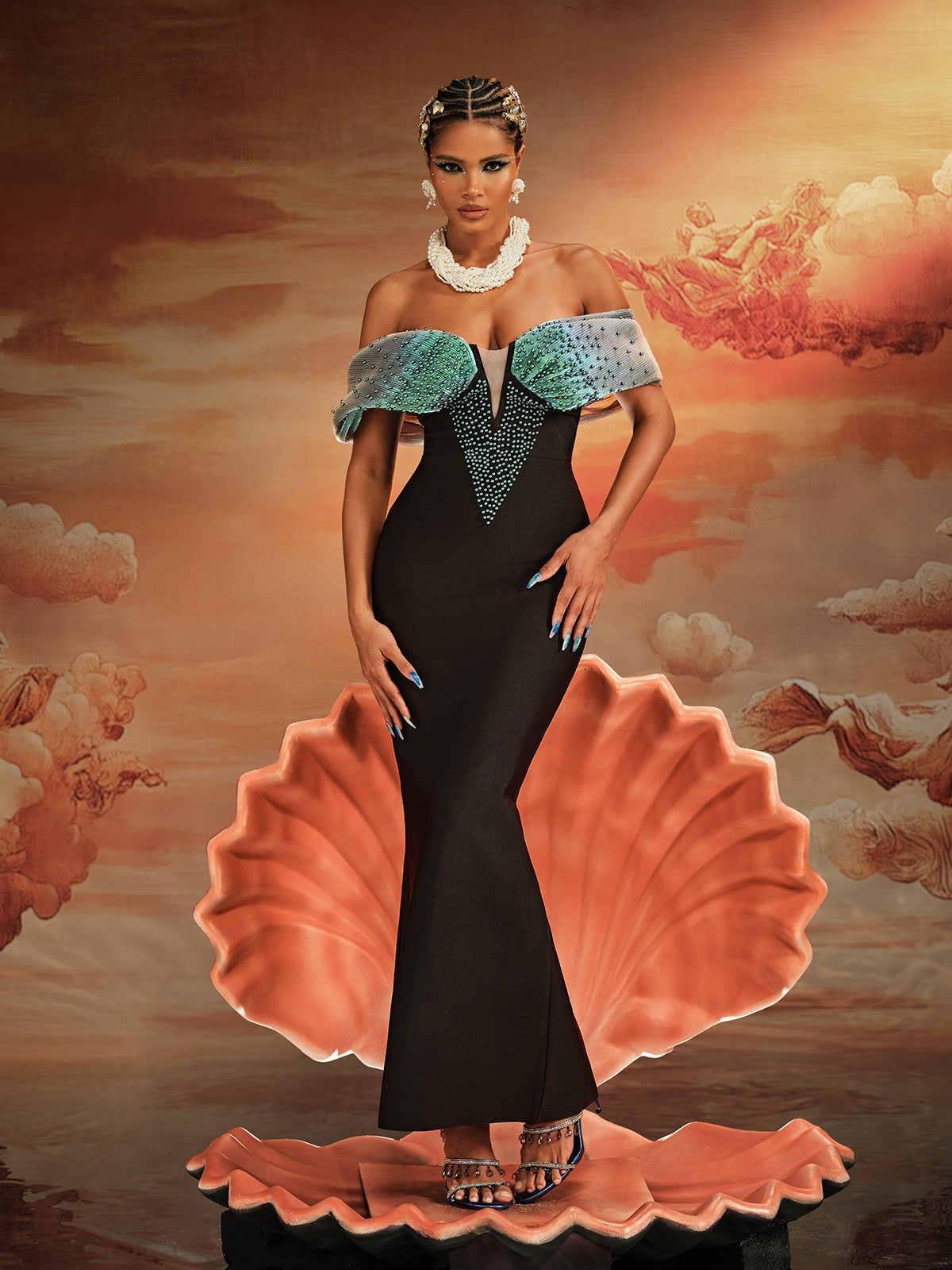 Ajani Off Shoulder Bead Bandage Maxi Dress