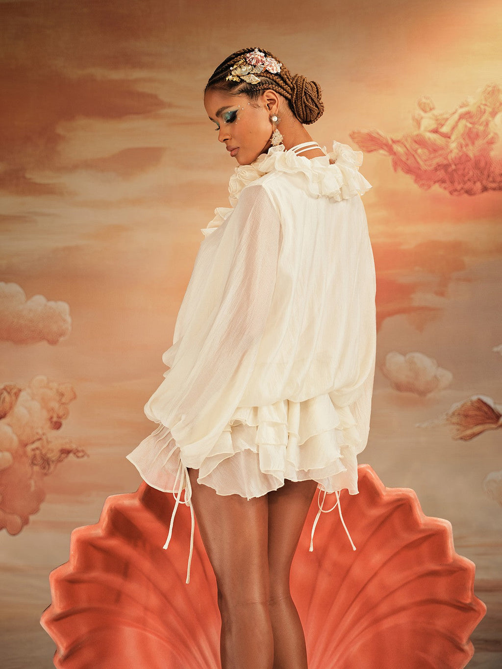 Akando Long Sleeve Ruffled Mini Dress