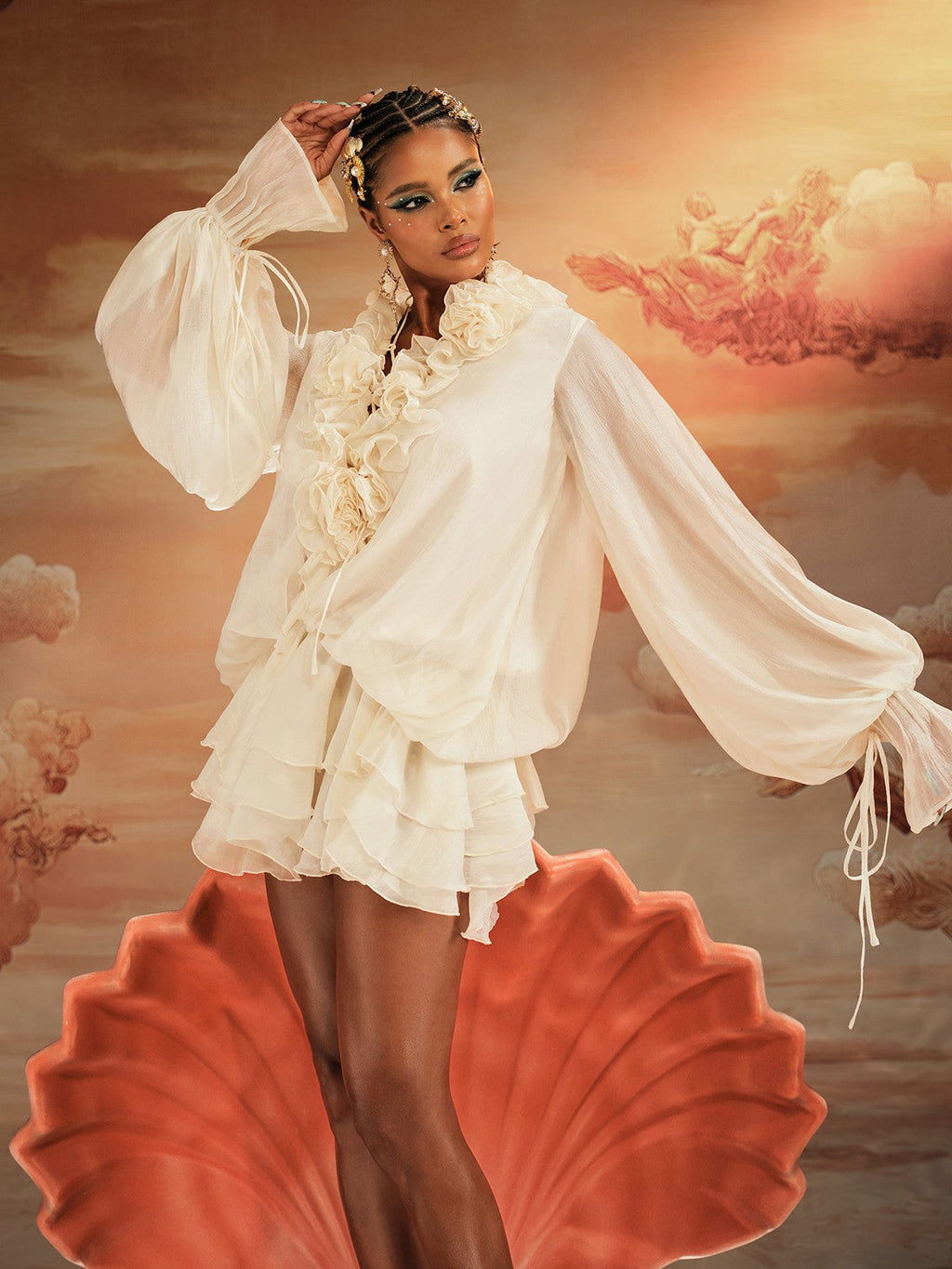 Akando Long Sleeve Ruffled Mini Dress