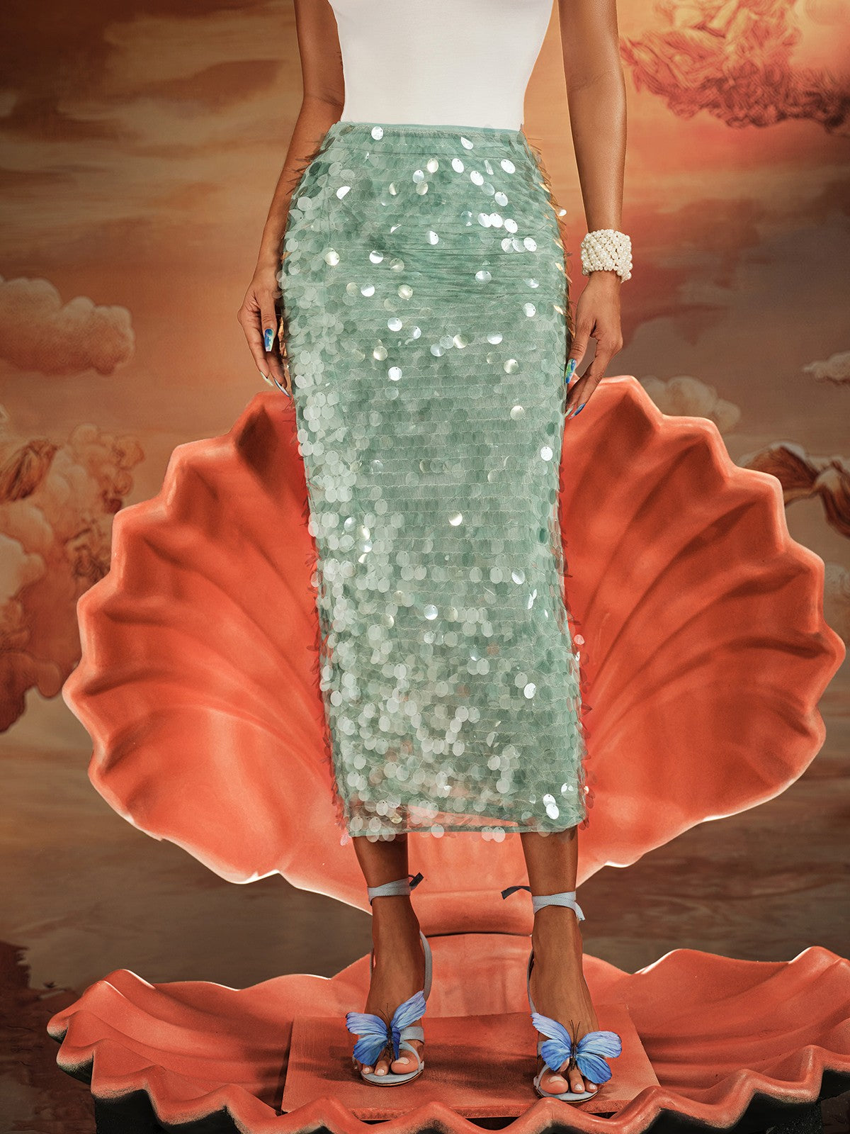 Akeem Sequin Mermaid Scale Skirt