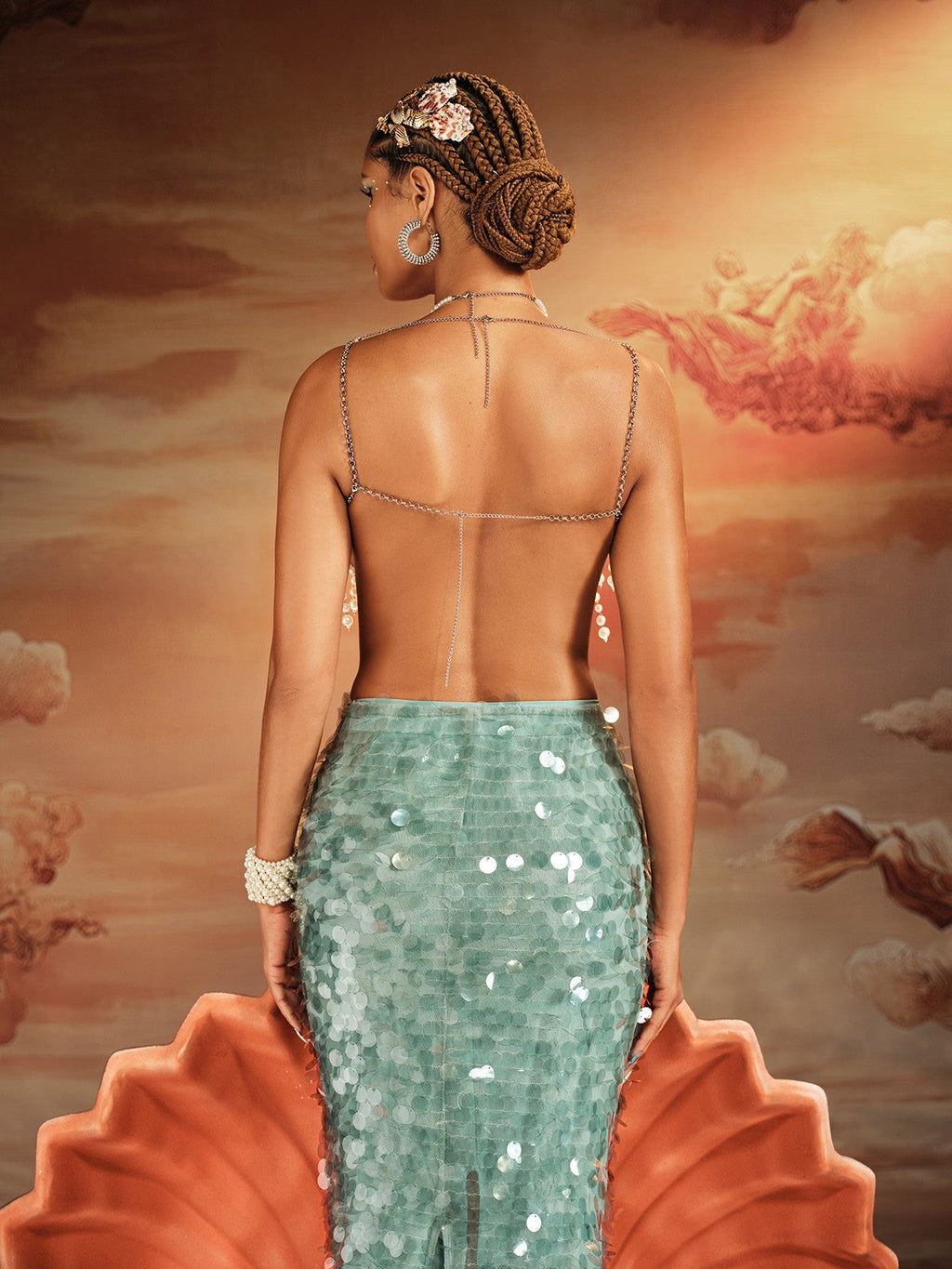 Akram Fringe Pearl Beaded Bralette