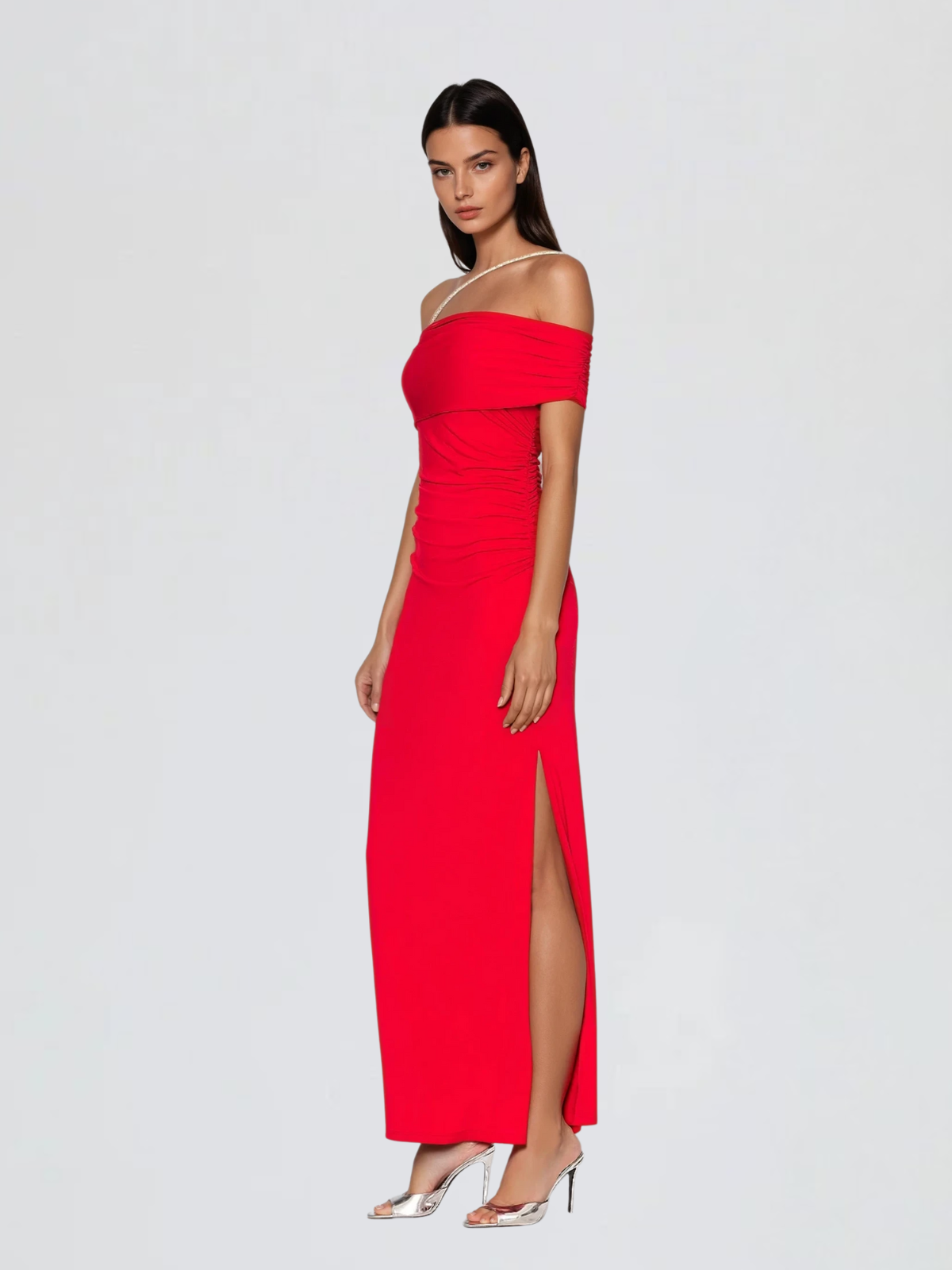 Alcyone One Shoulder Split Maxi Dress