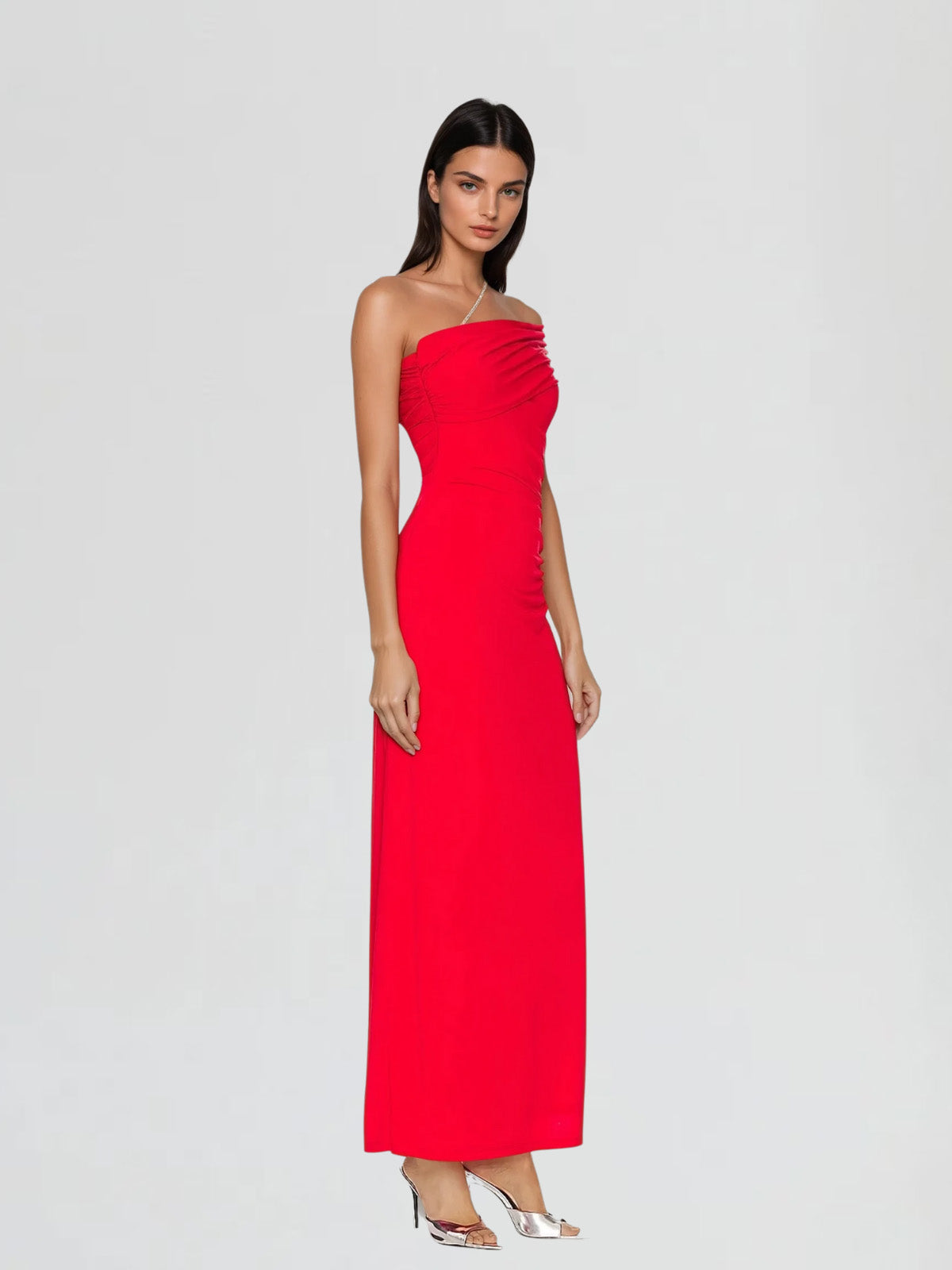 Alcyone One Shoulder Split Maxi Dress