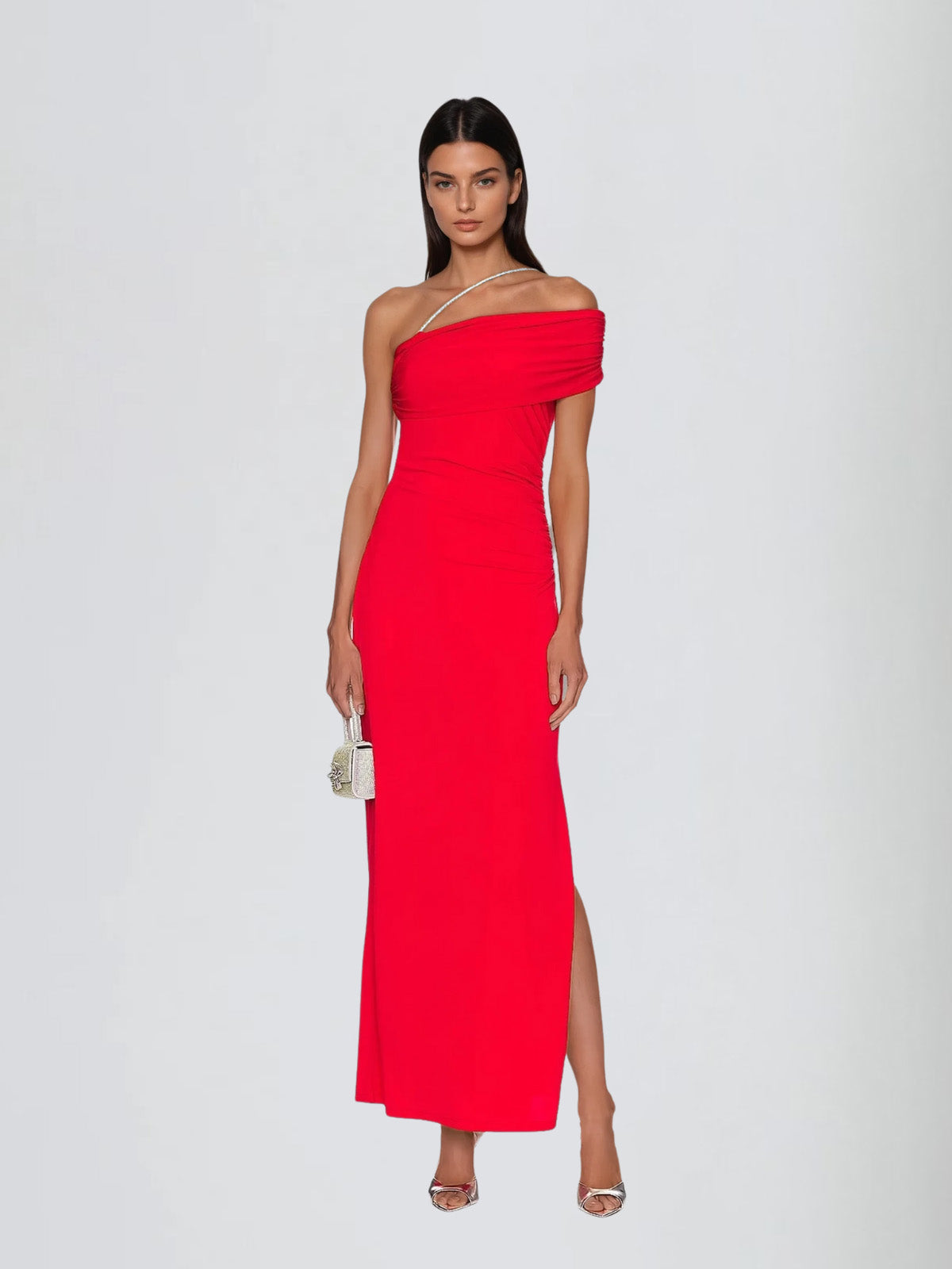 Alcyone One Shoulder Split Maxi Dress