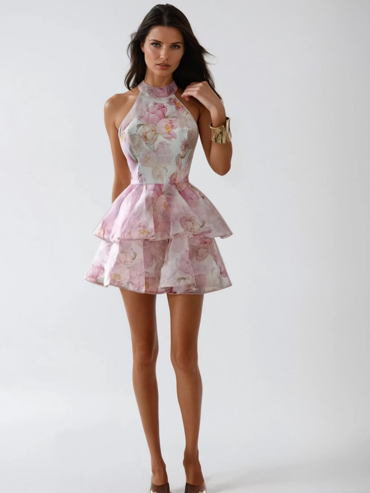 Alecto Lace Up Floral Mini Dress