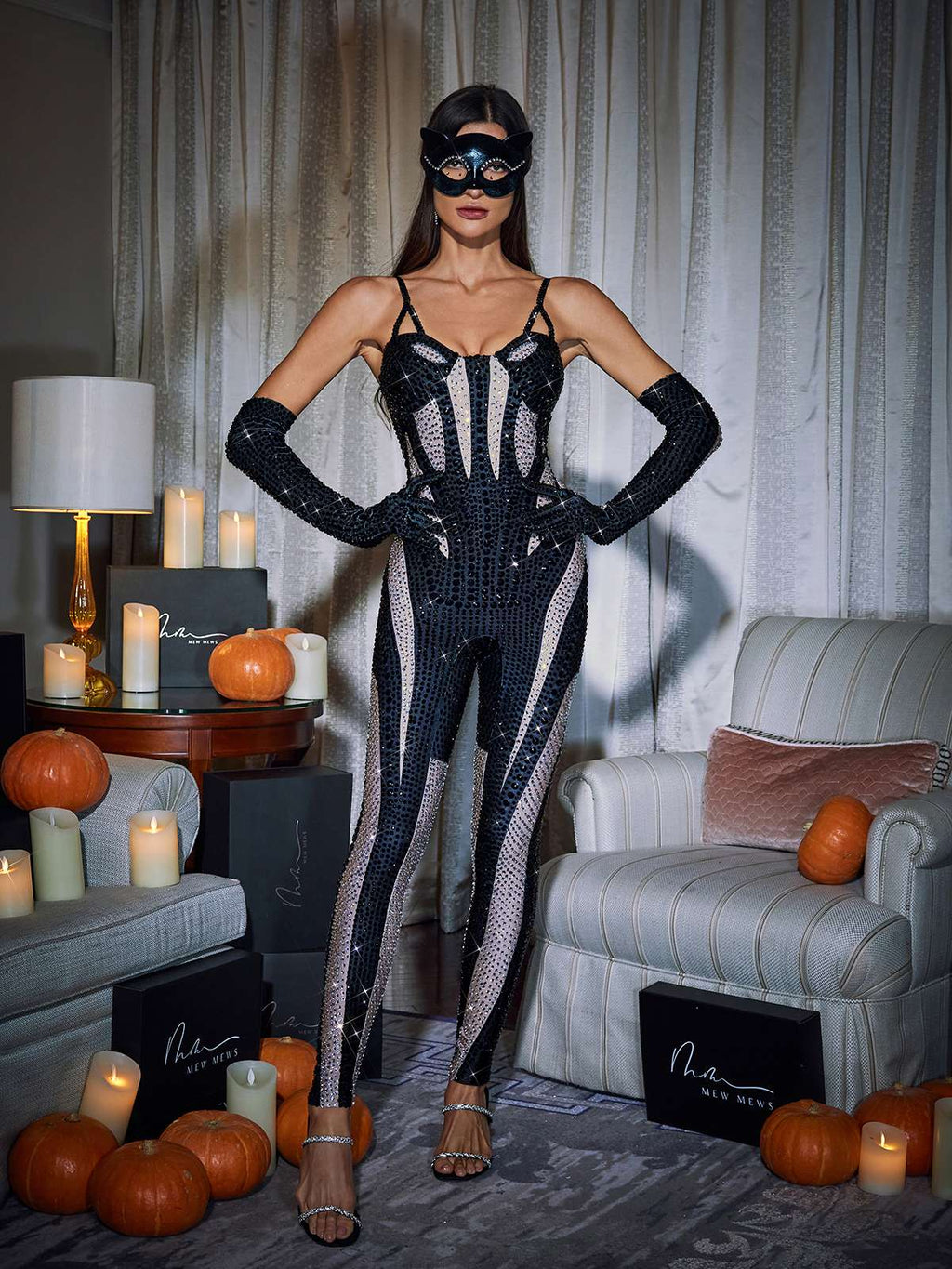 Amalia Diamante Jumpsuit In Black