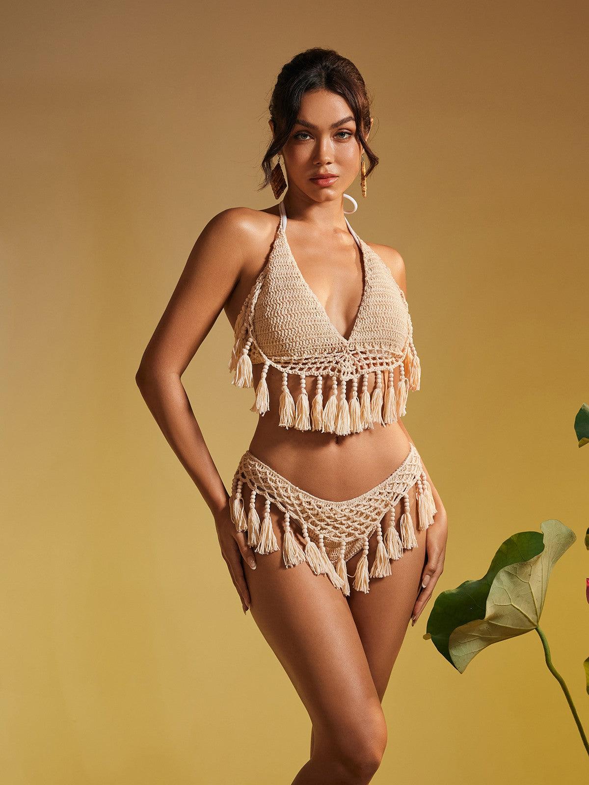 Aquila Knit Fringe Bikini Two Piece Set