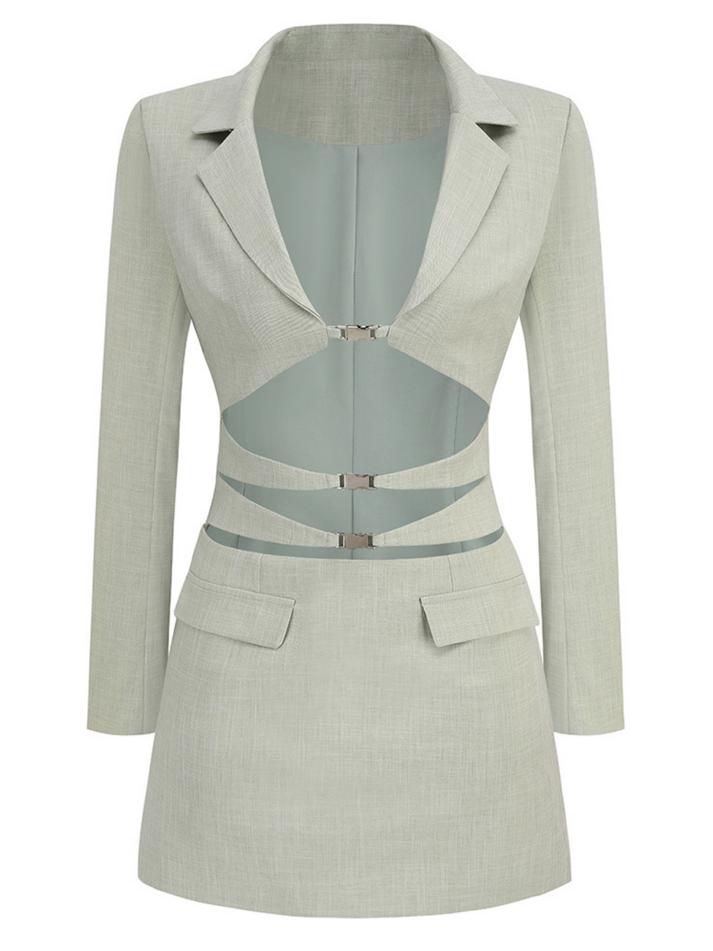 Aryndal V Neck Button Up Mini Blazer Dress