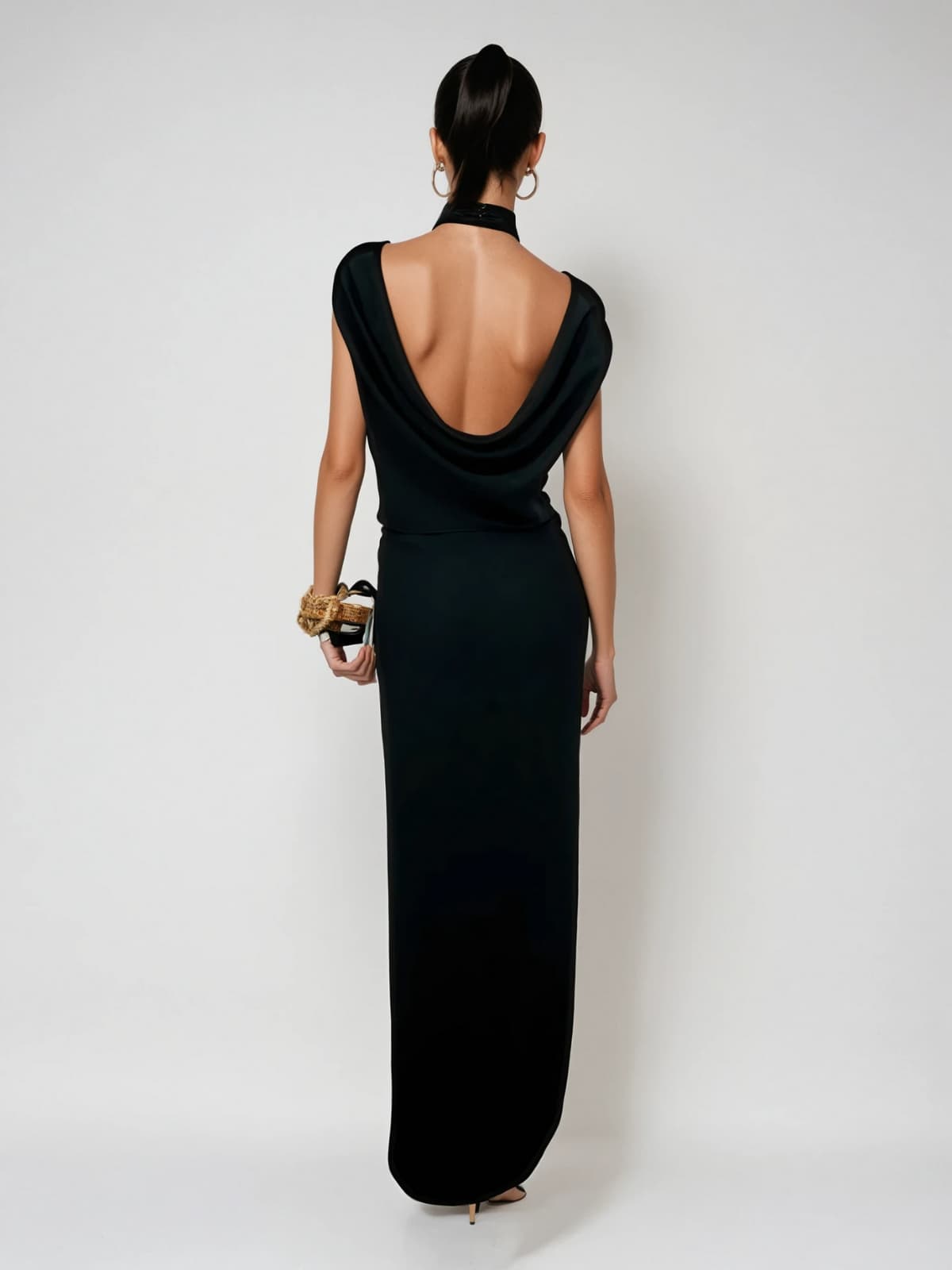 Augustine Halterneck Twisted Split Skirt Set