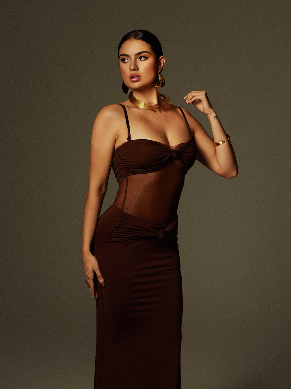 Australis Spaghetti Bow Twisted Maxi Dress