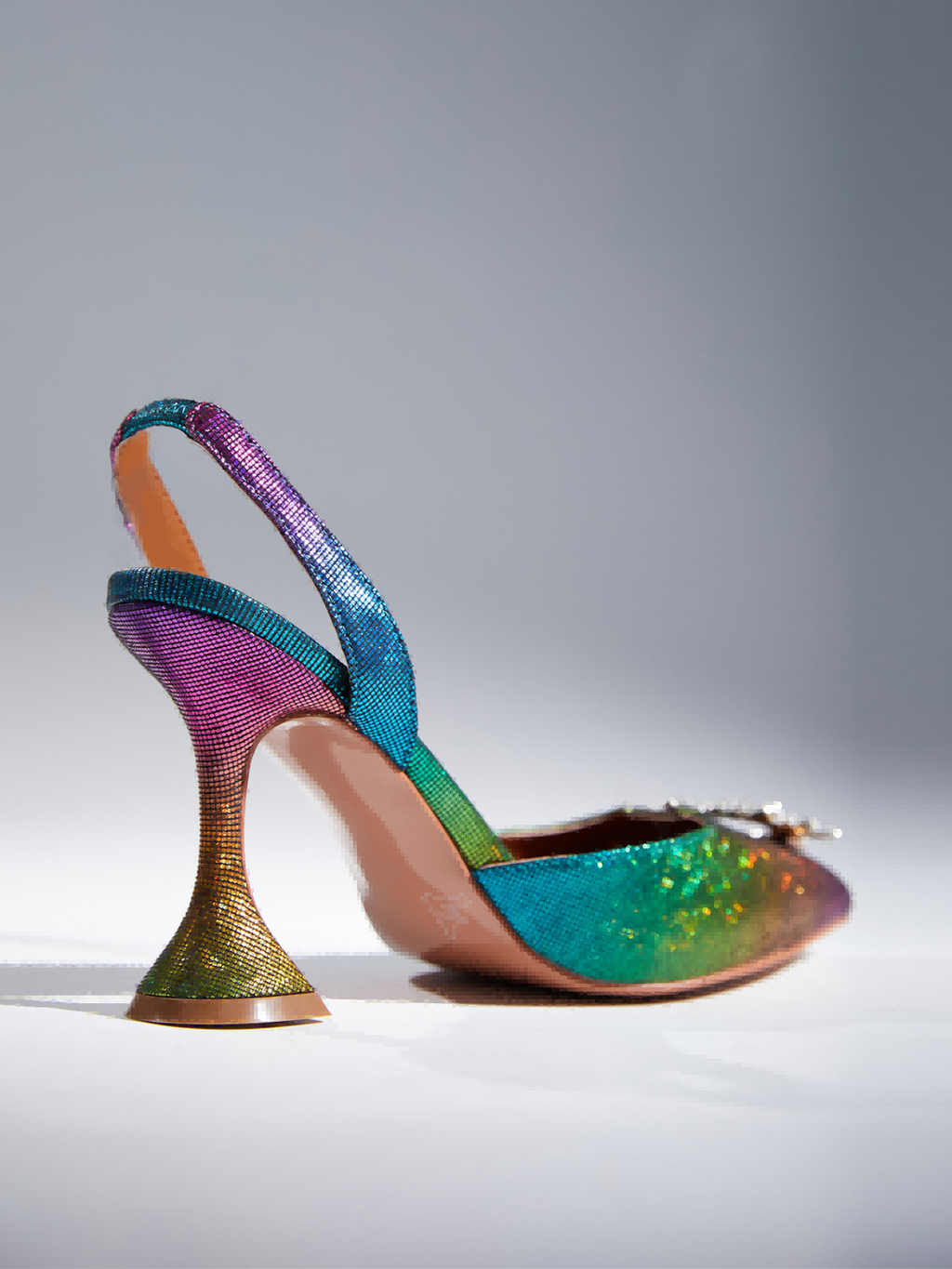 Avalira Rhinestone Slingback Flared Heels In Multi