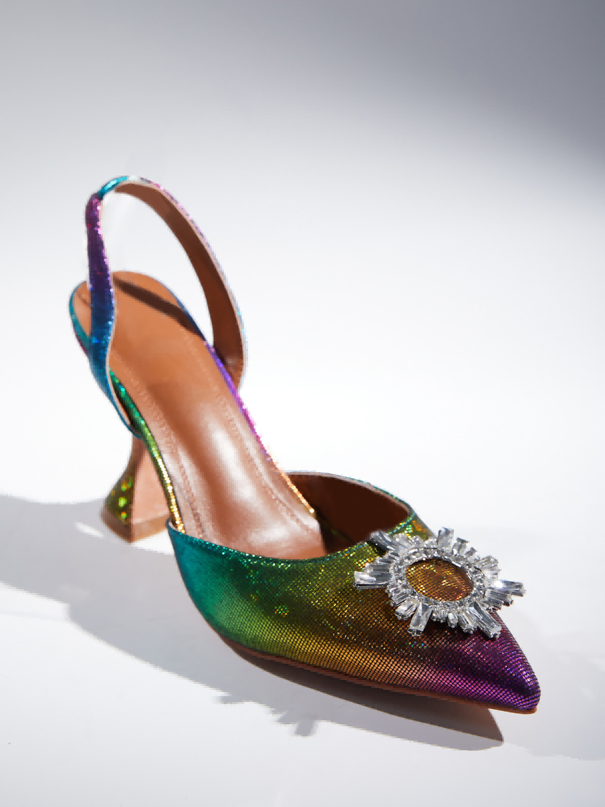 Avalira Rhinestone Slingback Flared Heels In Multi