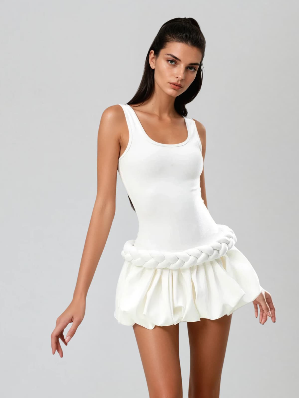 Axela Twisted Bubble Tank Mini Dress
