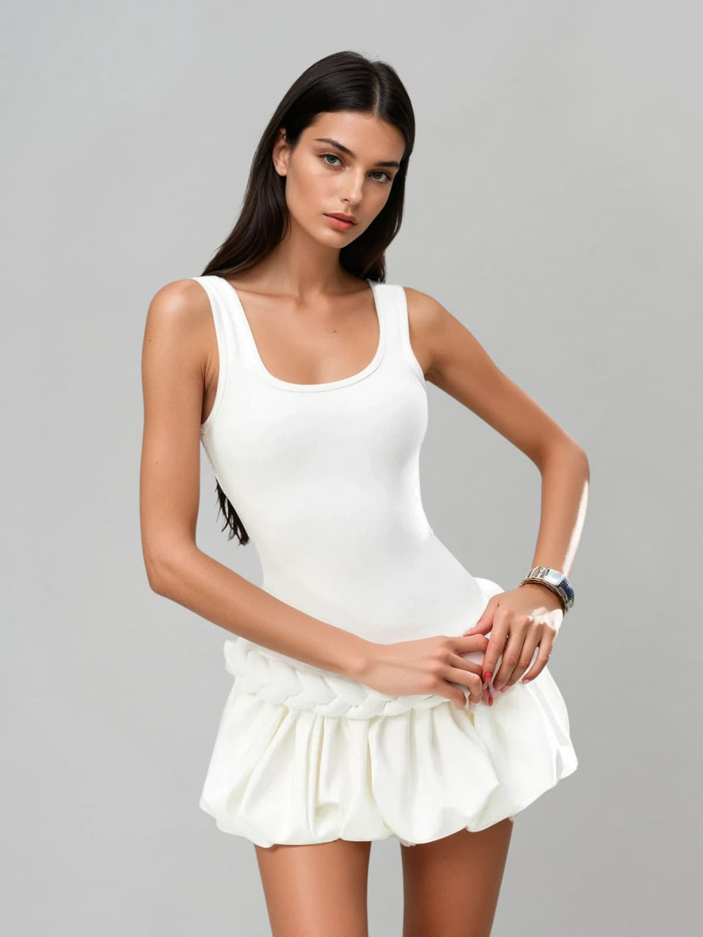 Axela Twisted Bubble Tank Mini Dress