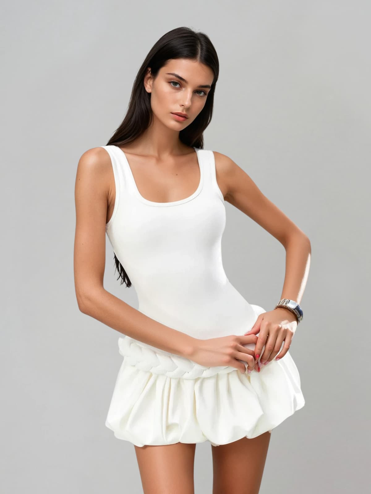 Axela Twisted Bubble Tank Mini Dress