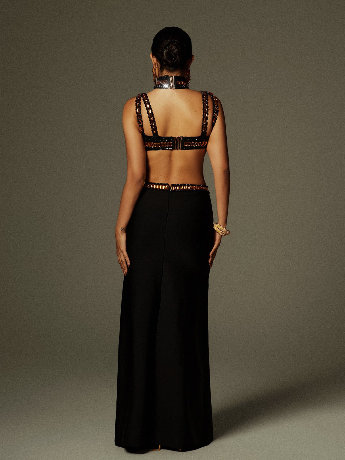 Ayden Rhinestone Bandage Maxi Dress With Choker