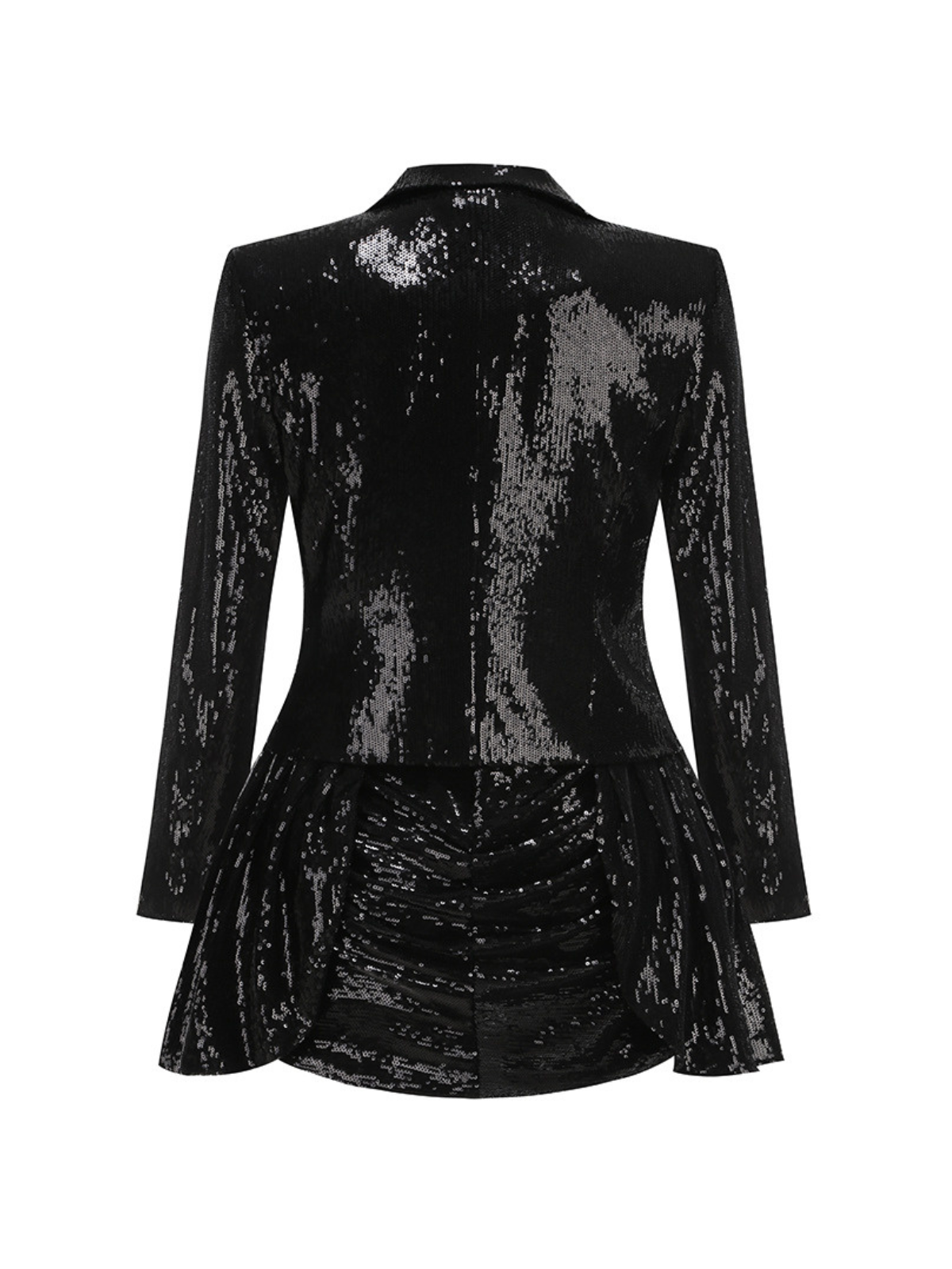 Azzin Folded Collar Sequin Skirt Set With Blazer
