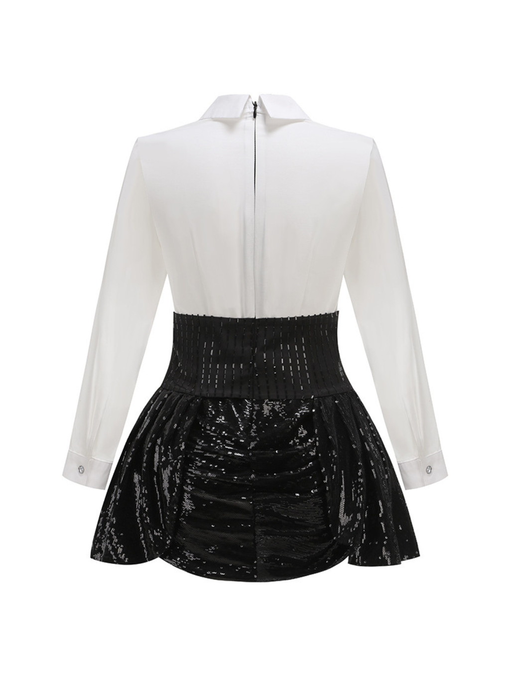 Azzin Folded Collar Sequin Skirt Set With Blazer