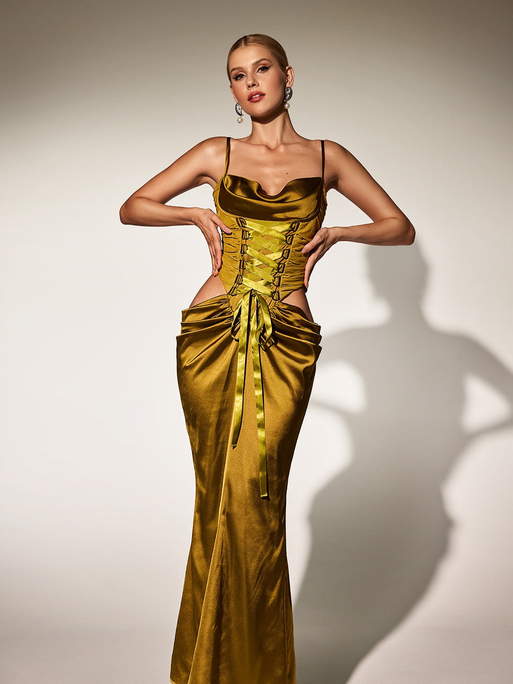 Bellissa Spaghetti Cutout Maxi Dress