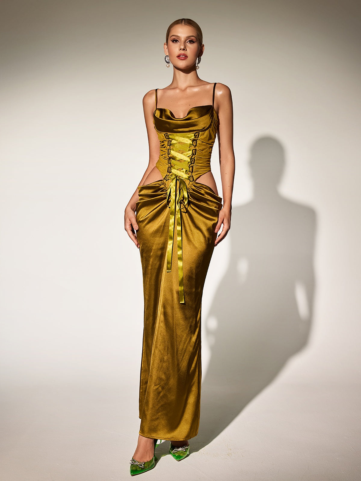 Bellissa Spaghetti Cutout Maxi Dress