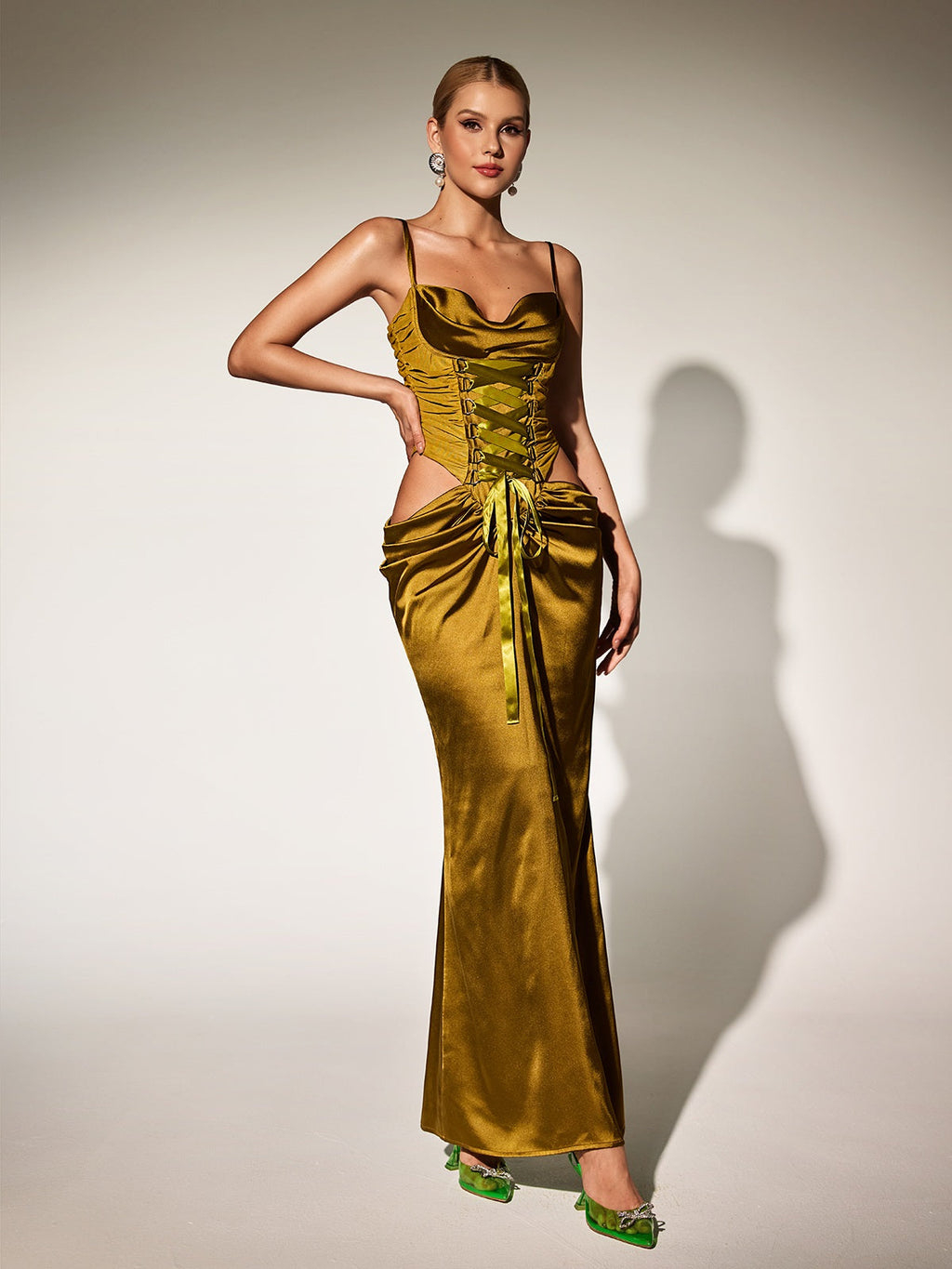 Bellissa Spaghetti Cutout Maxi Dress