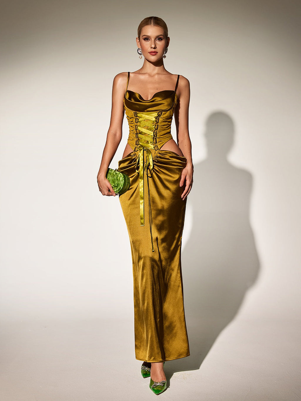 Bellissa Spaghetti Cutout Maxi Dress