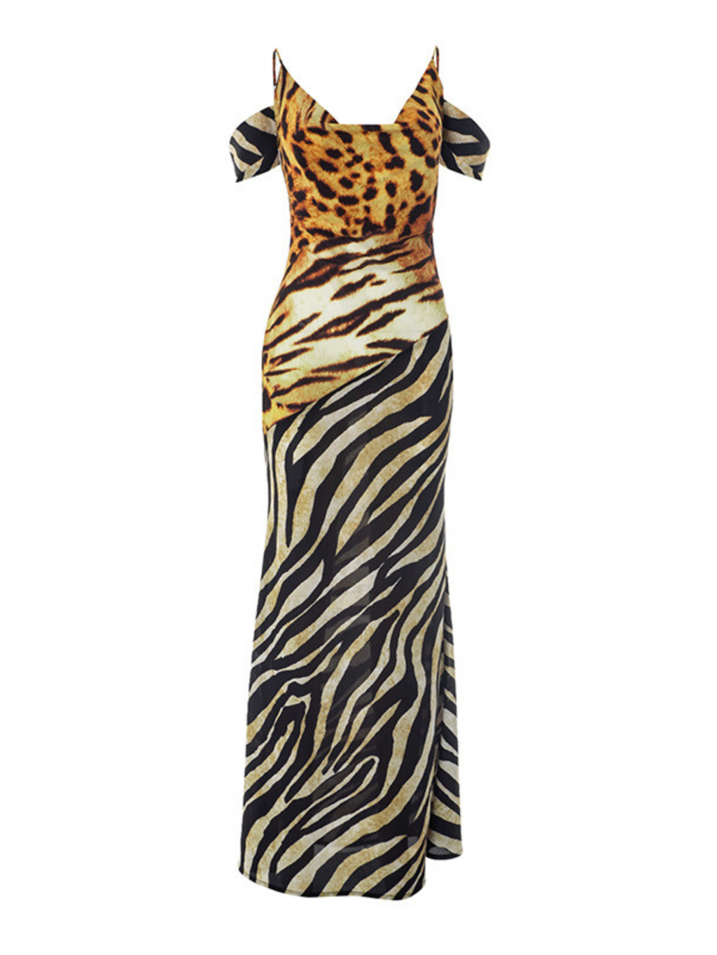 Blyxar Cowl Neck Leopard Maxi Dress