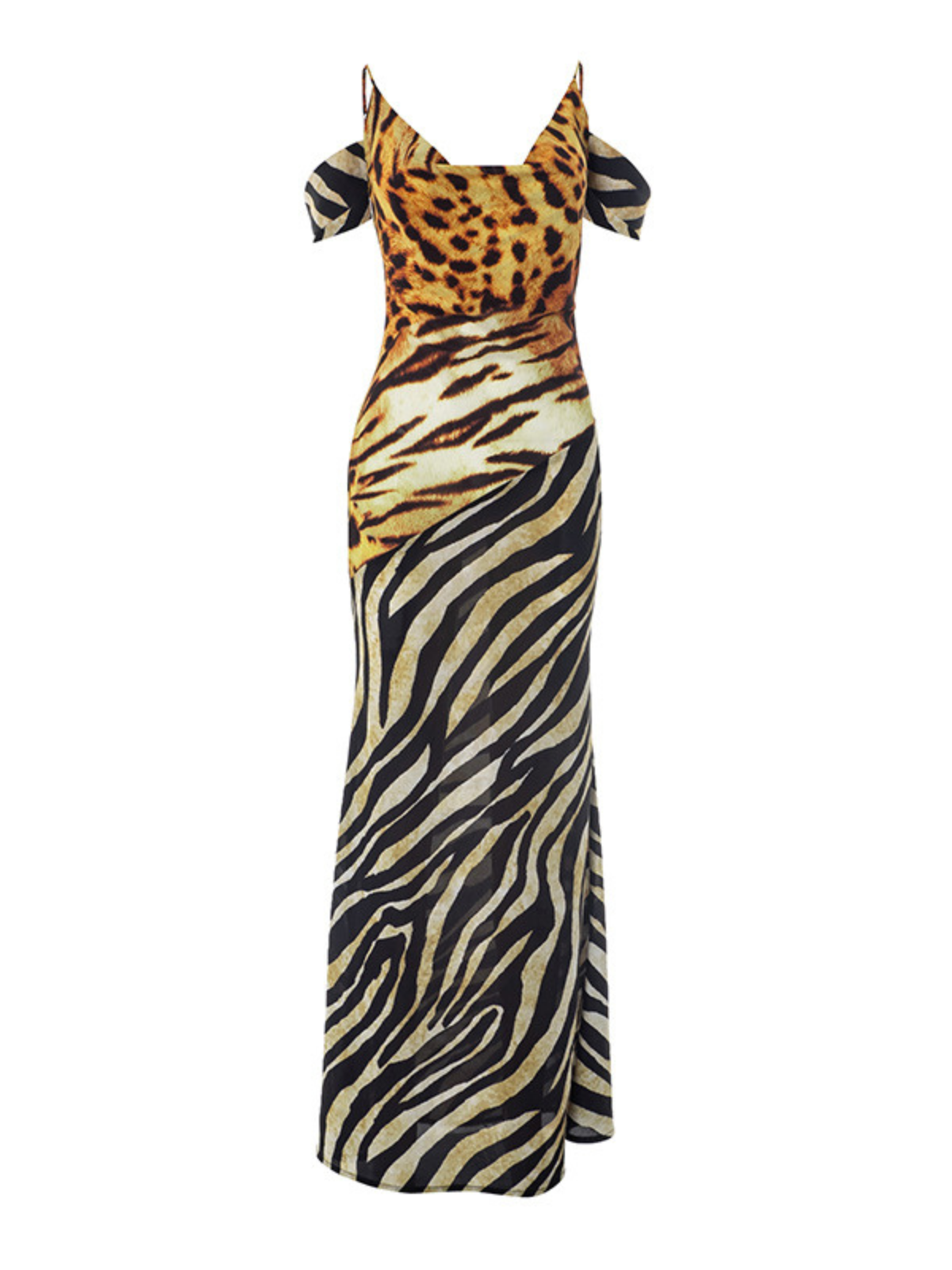 Blyxar Cowl Neck Leopard Maxi Dress