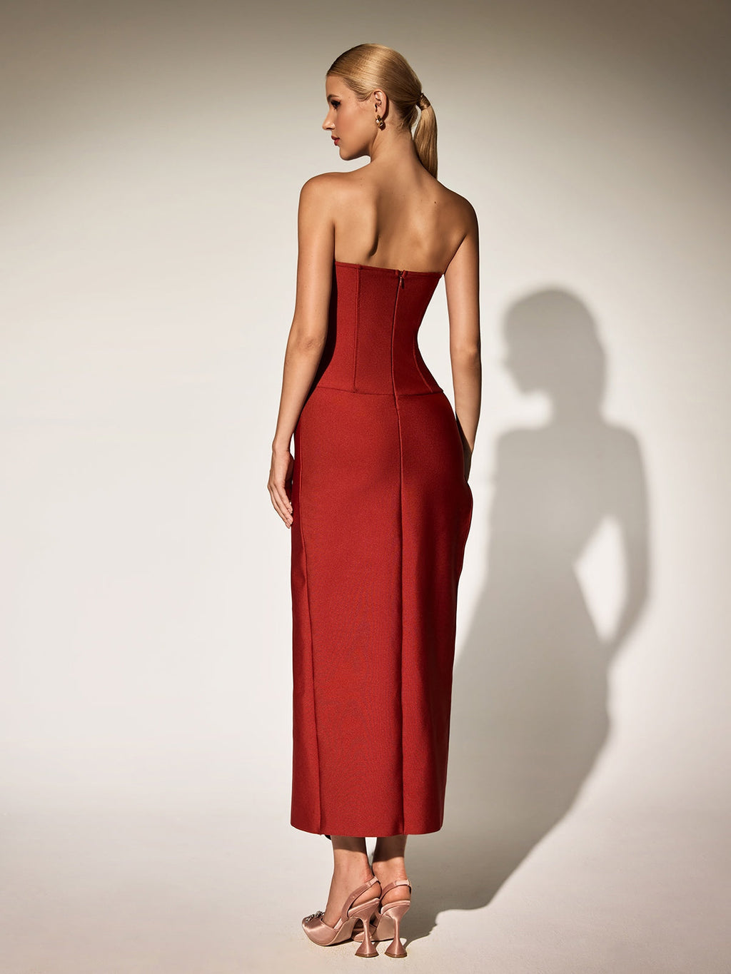 Braex Strapless Flower Tiered Bandage Maxi Dress