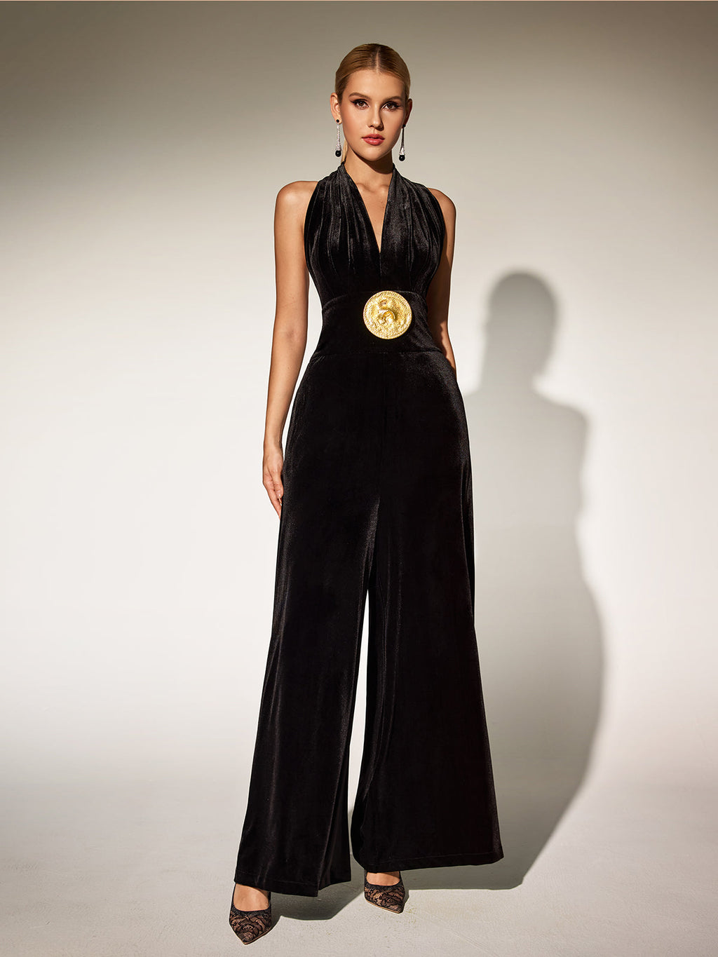 Brytni Halterneck Velvet Jumpsuit