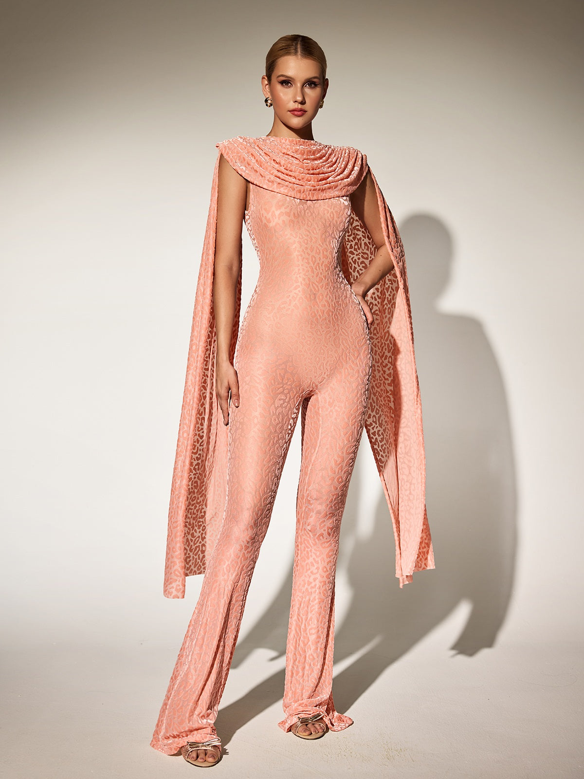 Burdette Leopard Draped Jumpsuit