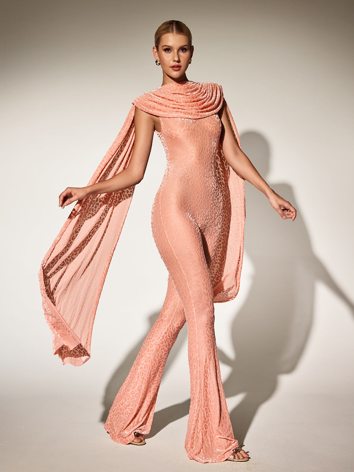 Burdette Leopard Draped Jumpsuit