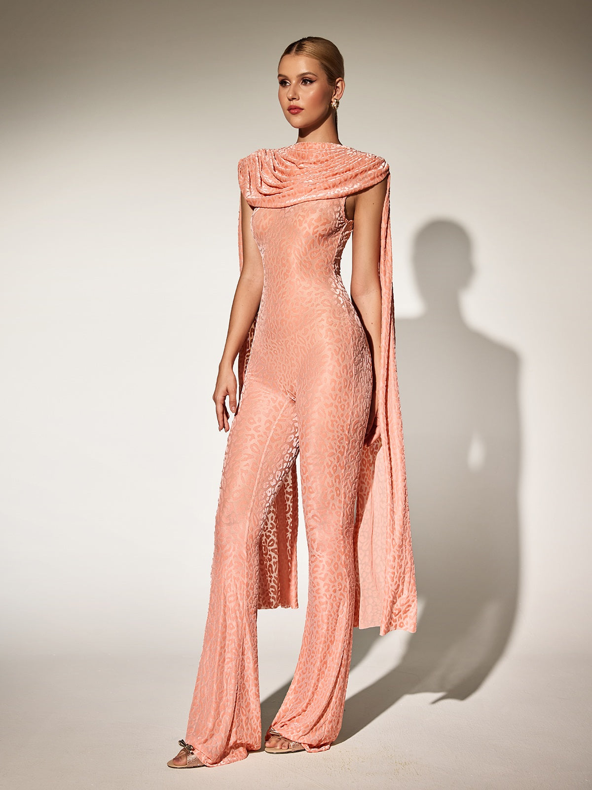 Burdette Leopard Draped Jumpsuit