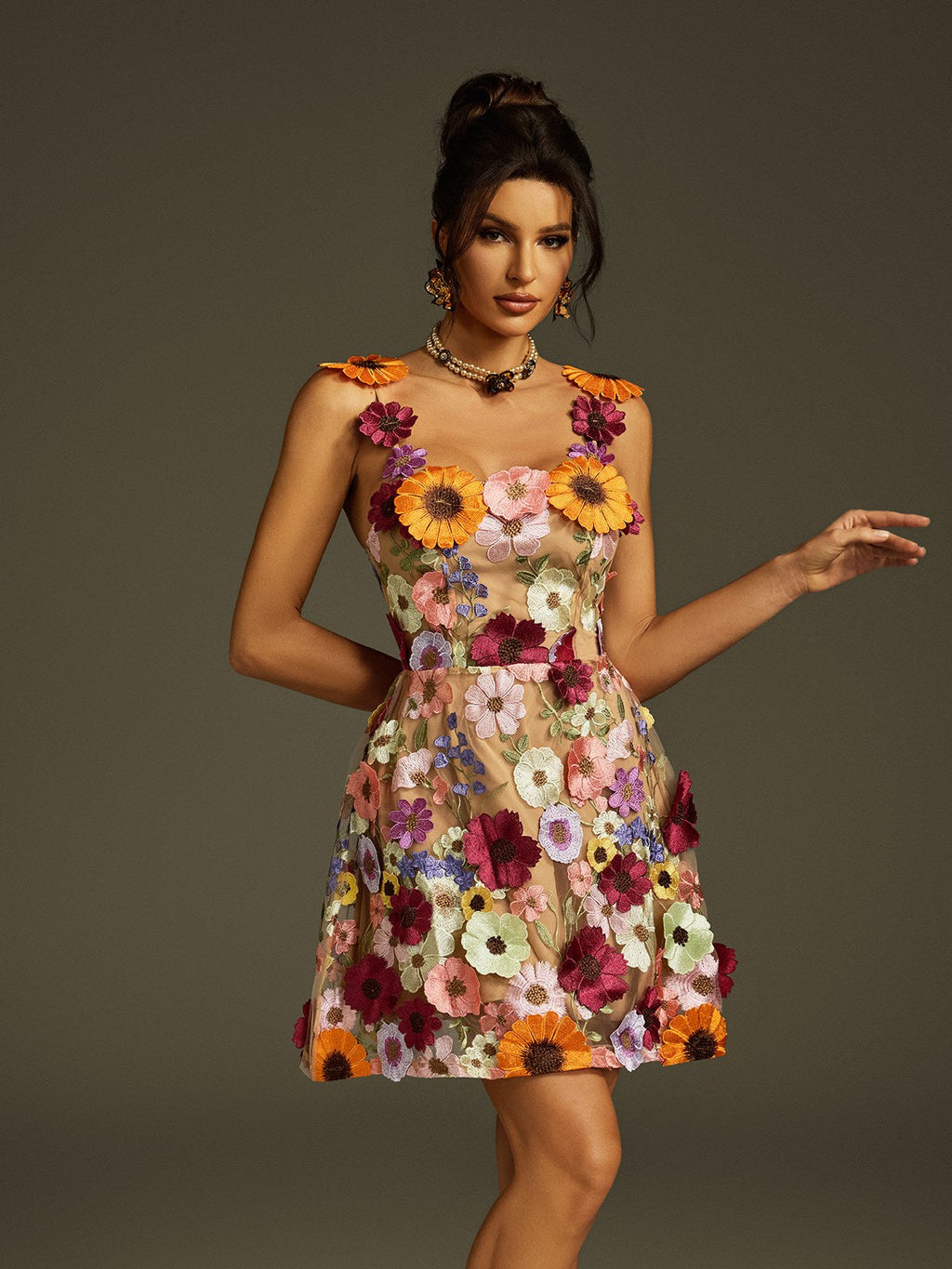 Zorvath Spaghetti Flower Mini Dress