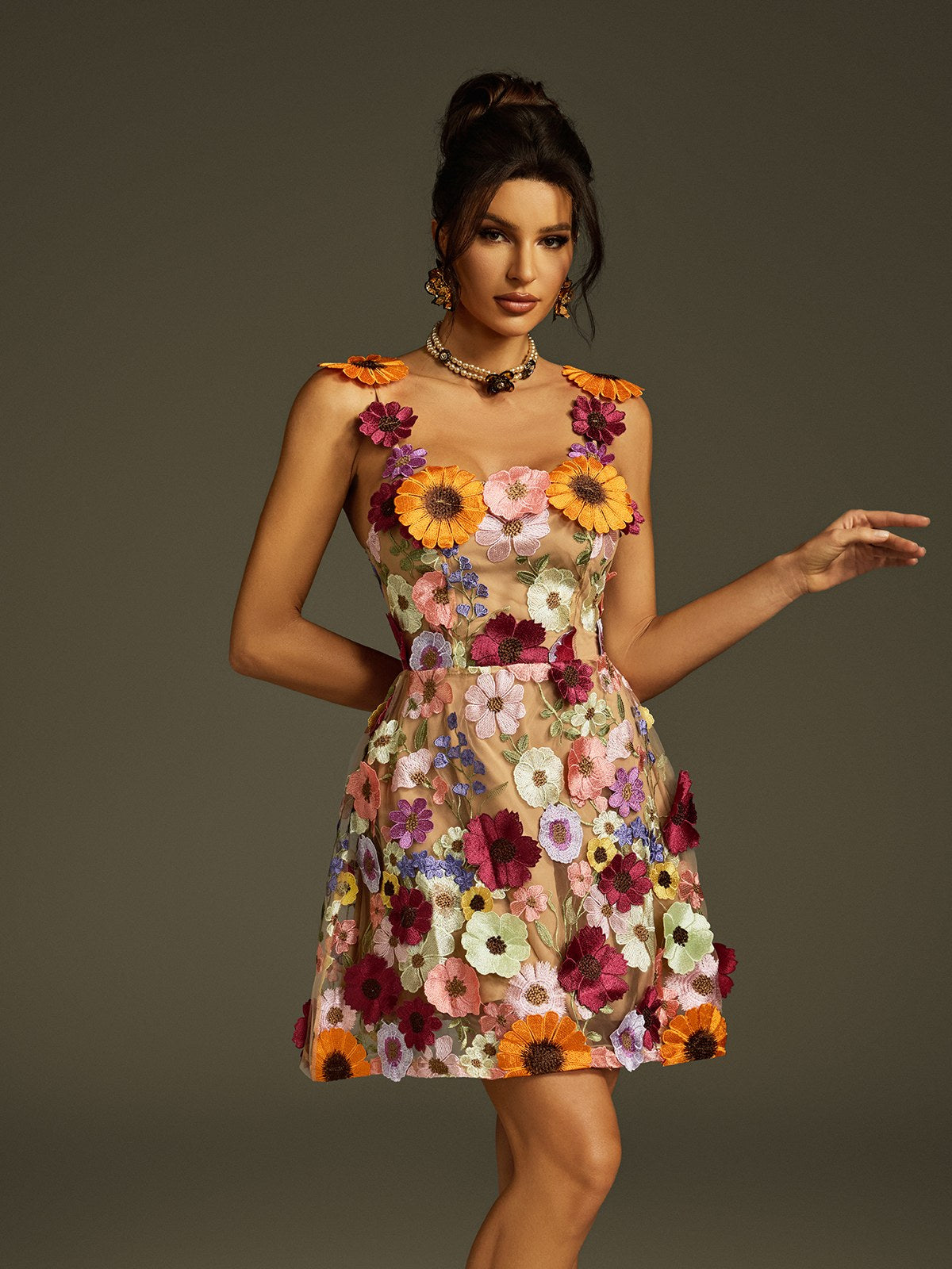 Zorvath Spaghetti Flower Mini Dress
