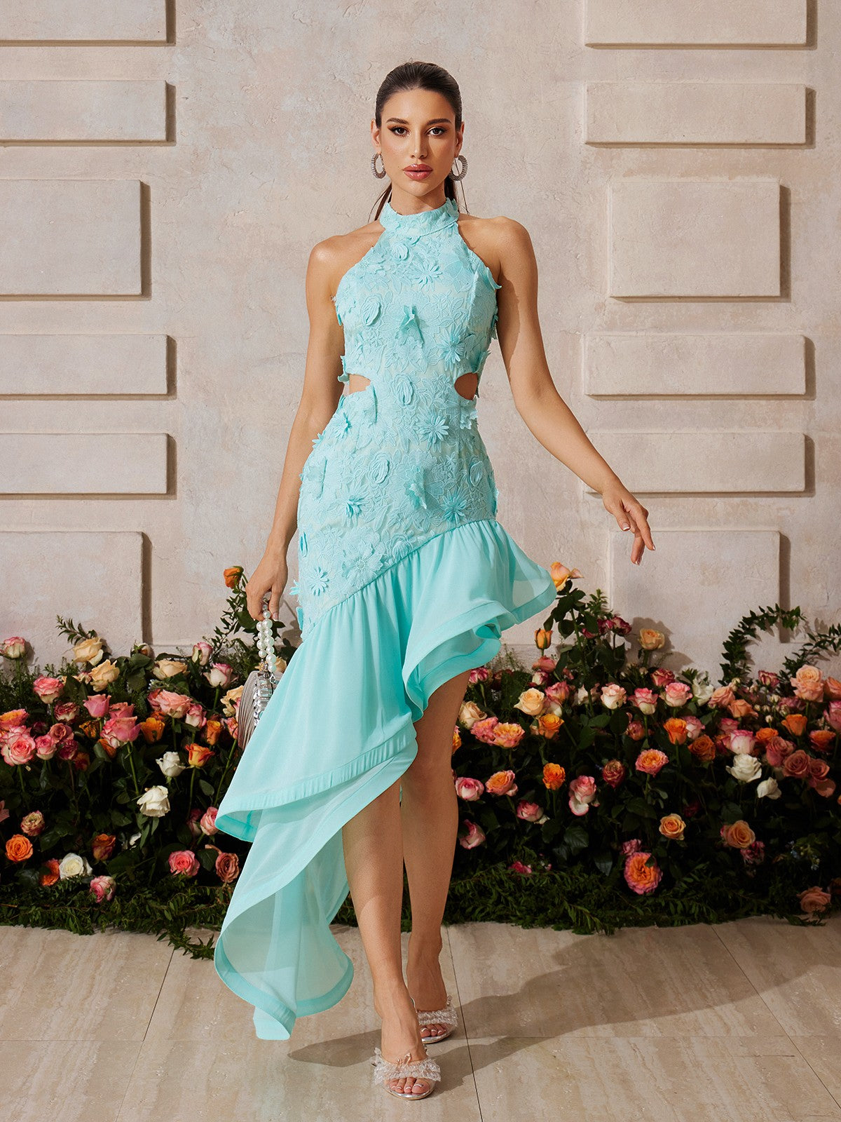 Zyrxan Embroidered Tiered Cutout Maxi Dress