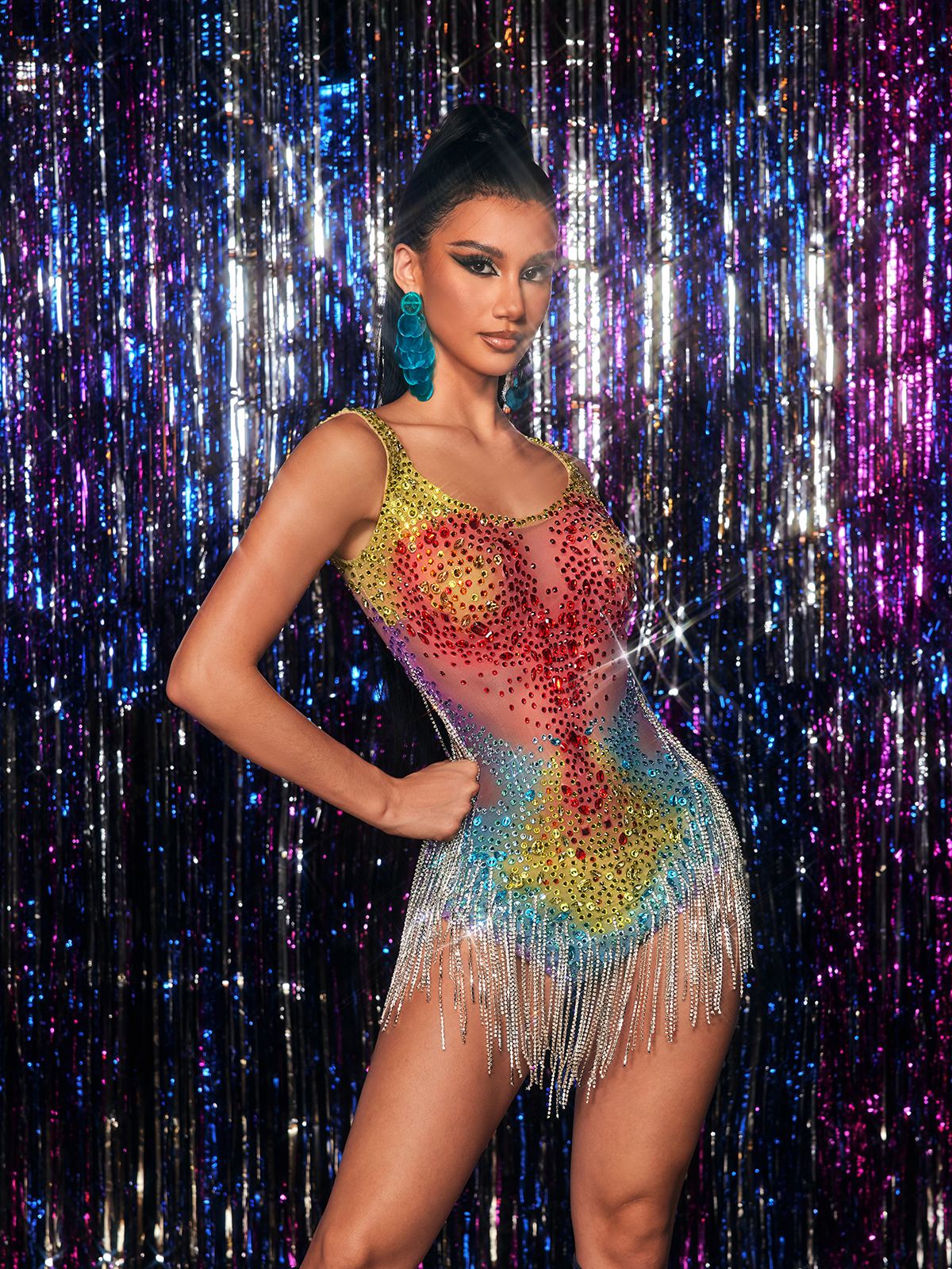 Zyxalith Embellished Fringe Bodysuit